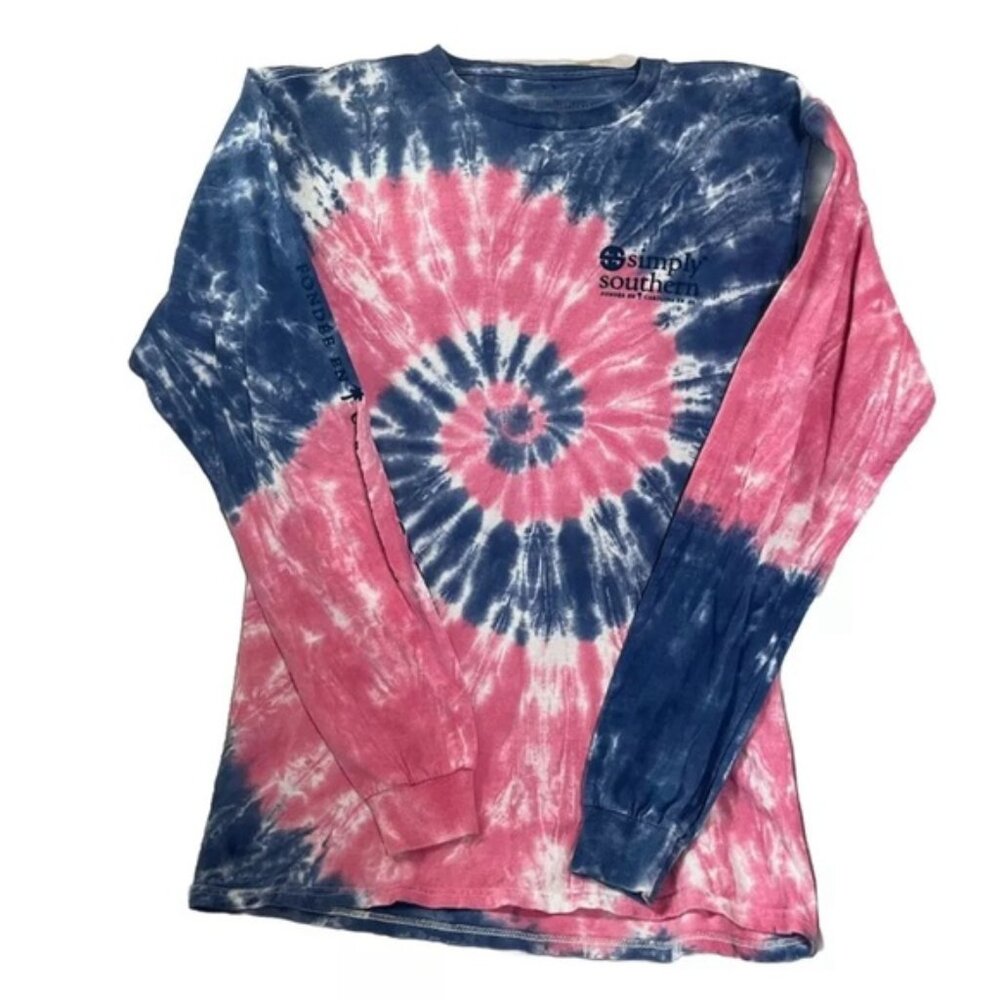 Womens Simply Southern Turtle Pink Blue Tie Dye Shirt Cotton Sz S Collection